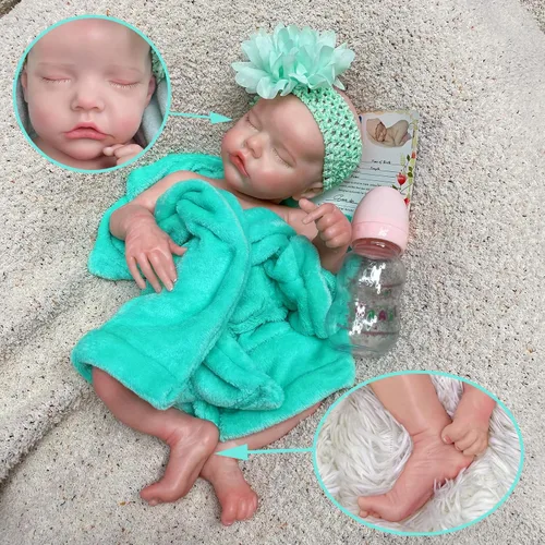 Vista 4 de OtardDolls Muñecas de bebé Reborn realistas de 18 pulgadas, silicona suave, lavable, incluye ropa y biberones