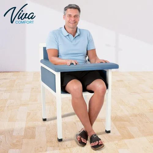 Vista 4 de Vivacomfort Luxe Silla tapizada para dibujo de sangre, asiento acolchado de flebotomía con reposabrazos ajustable y marco de acero, ideal