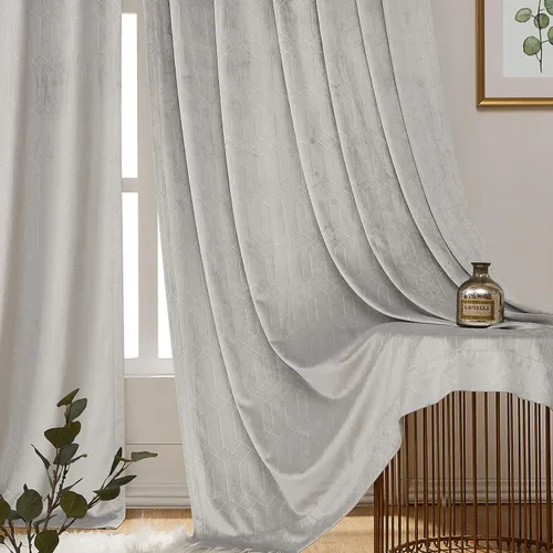 Vista 15 de Paneles de cortinas opacas de terciopelo gris oscuro para ventana, reducción de ruido, 90% de oscurecimiento de la habitación, bolsillo para barra