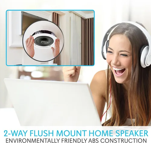 Vista 6 de Pyle - Par de altavoces de 6.5" Bluetooth de montaje empotrado en pared/techo, sistema de altavoces de 2 vías con conexiones rápidas, parrilla