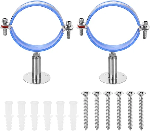 Vista 14 de HARFINGTON Juego de 2 soportes de montaje en pared para montaje en techo de acero inoxidable 304, abrazadera de soporte de tubo ajustable