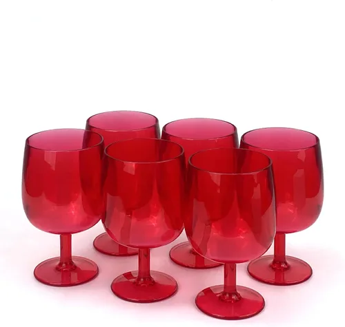 Vista 23 de Yalin Juego de 6 vasos apilables irrompibles de plástico acrílico para vino y agua de 12 onzas (azul, 12 onzas)