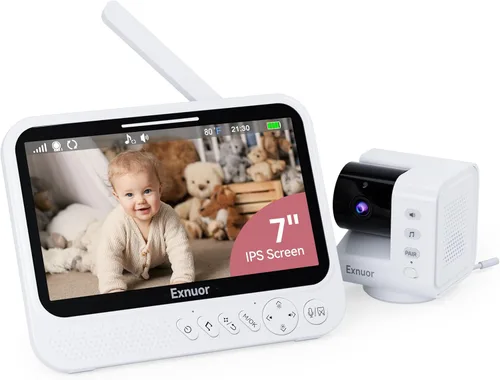 Monitor de video sin WiFi con cámara y audio, pantalla grande de 7 pulgadas, solo local y privado, sin aplicación, fácil configuración para bebés y