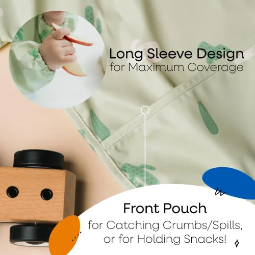 Vista 5 de ANGORA BRANDS Babero de silicona para bebés y bebés, 100% impermeable de grado alimenticio con bolsillo profundo para atrapar alimentos, ajustable