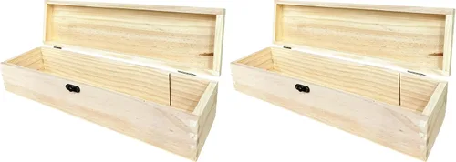 Vista 5 de Caja de madera sin terminar para manualidades con cierre Caja de madera sin pintar rectangular para herramientas de artista de bricolaje Estuche