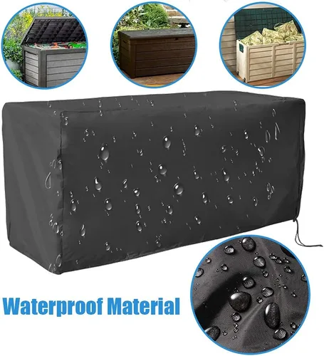 Vista 3 de Cubierta para caja de cubierta impermeable resistente al agua, cubierta otomana para patio, protección para todo tipo de clima, cubierta rectangular