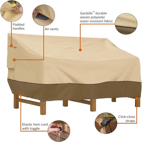 Vista 6 de Classic Accessories Veranda - Funda resistente al agua de 58 pulgadas de profundidad para sofá/sofá de dos plazas de patio, fundas para muebles