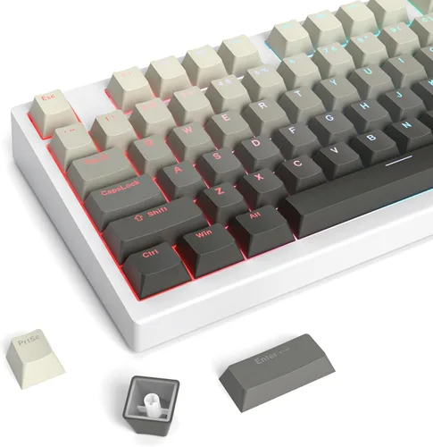 Vista 27 de Guffercty kred 61 teclas PBT 60% teclas retroiluminadas con perfil OEM, diseño 60%, layout US para teclado mecánico 60% (61 gris negro)