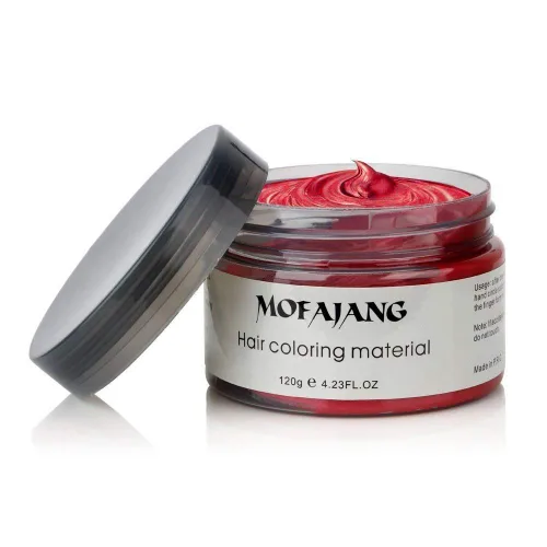 Vista 2 de Cera unisex para el cabello, tinte de color crema, pomada de peinado natural, lavable temporal, fiesta cosplay (rojo)