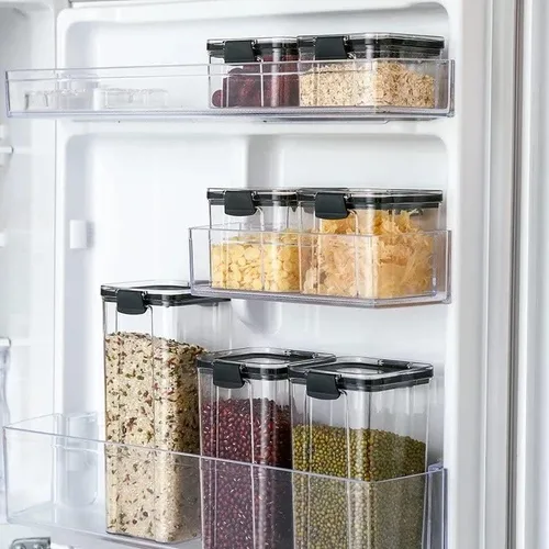Vista 8 de S&M - Juego de 5 recipientes herméticos para almacenamiento de alimentos con tapas para organización de cocina y despensa, recipientes de plástico