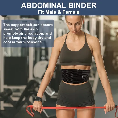 Vista 6 de Cinturón de hernia umbilical para hombres y mujeres, carpeta de soporte abdominal con almohadilla de soporte para hernia, soporte de armadura