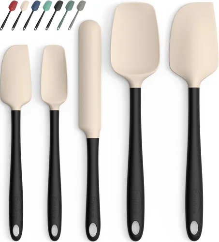 Vista 8 de Coukre Juego de 5 espátulas de silicona, resistentes a altas temperaturas, silicona de grado alimenticio, aptas para lavavajillas, para hornear