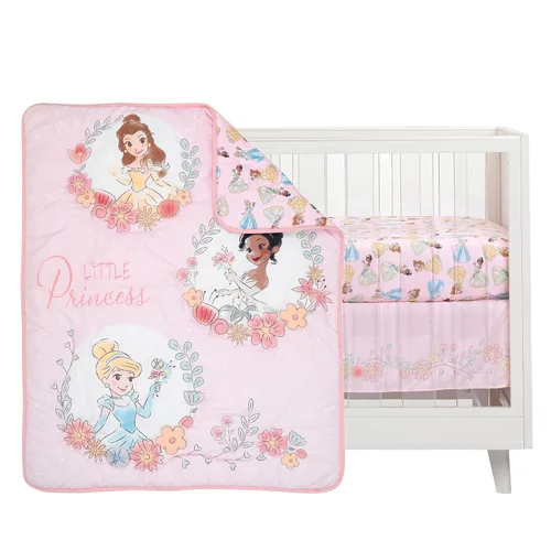 Vista 2 de Lambs & Ivy (LAMCR) Disney Princesses Nursery Baby Crib Bedding Set, Pink, 3 Count