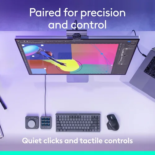 Vista 2 de Logitech MX Master 3S Mouse Inalámbrico Edición Estándar con Receptor USB Logi Bolt + Consola Creativa MX: Ratón, Teclas Programables y Dial