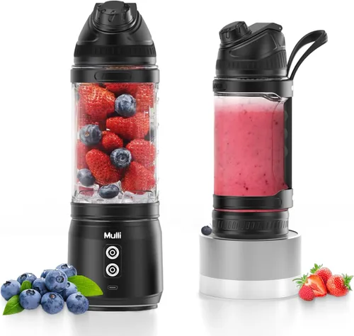 Mulli Batidora portátil, licuadora de viaje de 24oz para batidos y licuados, mezclador recargable por USB con tapa para viajes y gimnasio