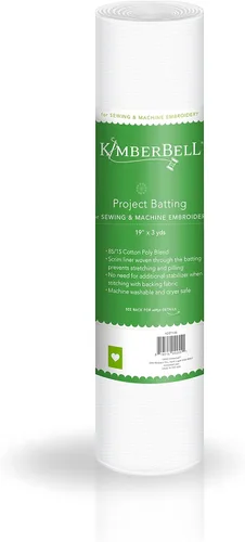 Kimberbell Project Batting - Rollo de mezcla de algodón y poliéster de 19 x 3 yardas, lavable a máquina, cortado en tamaños variables, da forma,