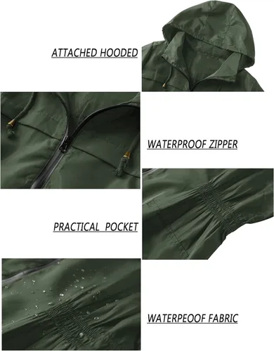 Vista 6 de Lomon - Chaqueta impermeable y ligera para la lluvia con capucha para exteriores