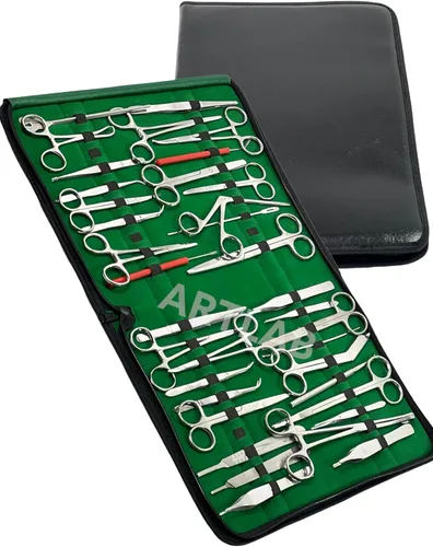 Vista 3 de Premium ARTLAB - Kit de instrumentos de 157 piezas, tijeras veterinarias, pinzas para agujas, mango de bisturí, kit de instrumentos de acero