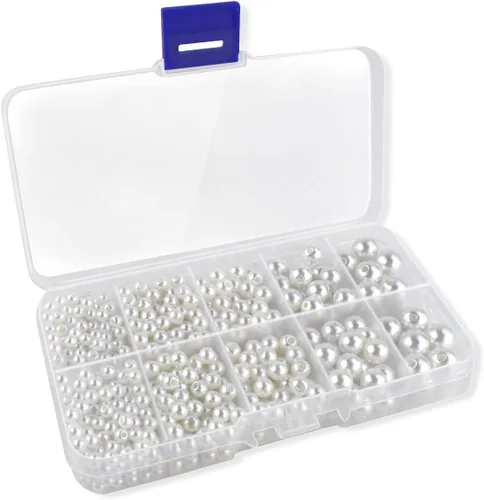 800 cuentas de perlas blancas para hacer joyas, kit de pulseras de perlas, cuentas espaciadoras sueltas para pulseras, collares, manualidades,