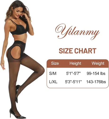 Vista 6 de Yilanmy Pantimedias con tirantes para mujer, medias de liguero transparentes