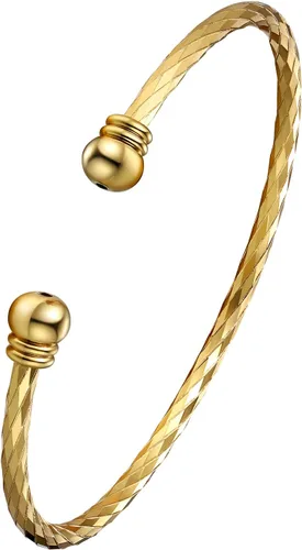 U7 delicado brazalete de puño simple de platino bañado en oro real de 18K, joyería moderna. A. Oro básico