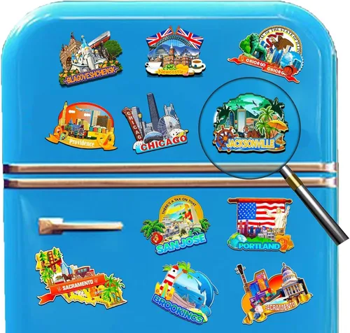 Vista 4 de Imán de madera para nevera de Jacksonville, Florida, Estados Unidos, 3D, monumentos de viaje, coleccionables, recuerdos, decoración hecha a mano