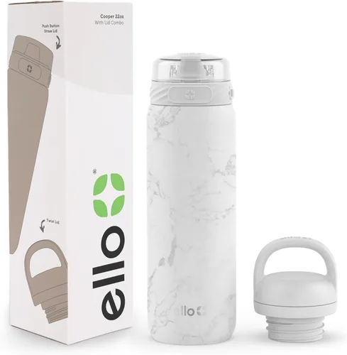 Vista 59 de Ello Cooper Twist - Botella de agua de acero inoxidable de 32 onzas con tapa para beber A prueba de fugas Doble pared y aislada al vacío Asa