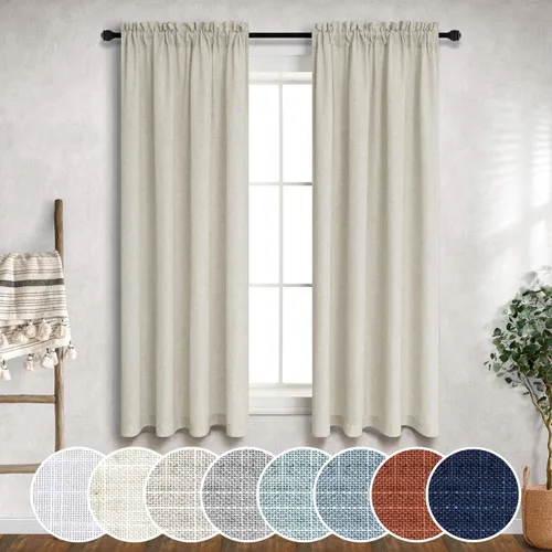 Vista 12 de Mrs.Naturall Cortinas azul marino de 90 pulgadas de largo para sala de estar, juego de 2 paneles con bolsillo para barra, cortinas reductoras