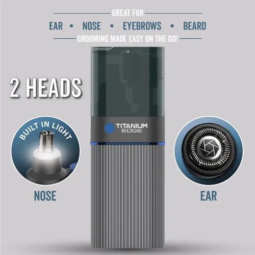 Vista 3 de Microtouch Titanium Edge - Recortador de orejas y nariz con doble cabeza de cuchillas rotativas con luz – Resistente al agua – Apto para viajes