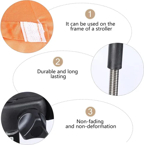 Vista 4 de Kisangel Silla ajustable portátil naranja con paraguas de clip desmontable para protección solar