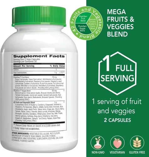 Vista 2 de Botanic Choice Mezcla de mega frutas y verduras (60 cápsulas) + Complejo de próstata 9 (30 cápsulas blandas) – Suplemento de equilibrio energético
