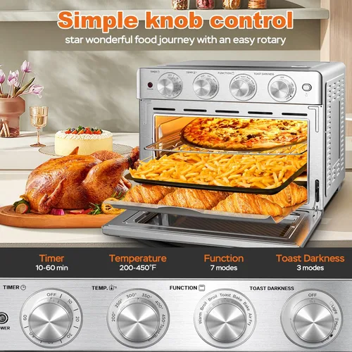 Vista 2 de Geek Chef Freidora de aire, 6 rebanadas de 25 cuartos de galón, freidora de aire, horno freidora de aire, asar, hornear, recalentar, freír sin
