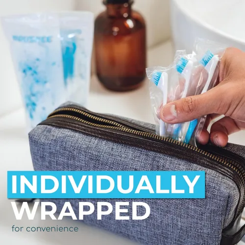 Vista 8 de Brushee - La evolución del cuidado bucal Herramienta 4 en 1 (pasta + cepillo + hilo dental + púa) Envuelto individualmente Desechable