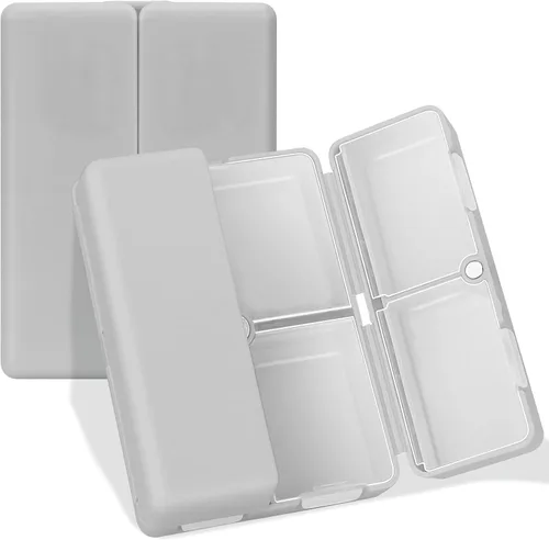 Vista 37 de FYY - 2 pastilleros diarios con 7 compartimentos para pastillas, para viaje, diseño plegable, para guardar vitaminas, aceite de hígado de bacalao