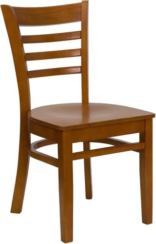 Vista 7 de Flash Furniture HERCULES Series Silla de restaurante de madera natural con respaldo de escalera - Asiento de vinilo burdeos Asiento de vinilo