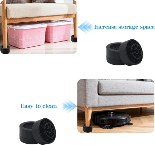 Vista 5 de Elevadores de cama ajustables para muebles, elevadores resistentes de 2 pulgadas, elevadores de cama redondos para escritorio, mesa, sofá, silla