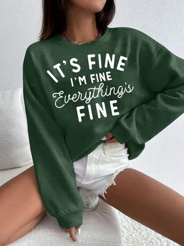 Vista 63 de Sudadera de gran tamaño para mujer, sudadera divertida con frases divertidas, casual, cuello redondo, suéter de manga larga para otoño