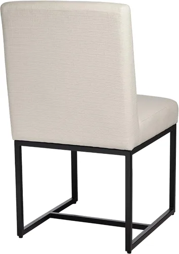 Vista 9 de 55 Downing Street Silla de comedor Myles de tela blanca y metal negro