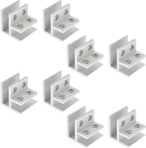 Vista 24 de INCREWAY Abrazadera de vidrio, paquete de 4 soportes ajustables de aleación de aluminio de doble cara para estante de vidrio, soporte de abrazadera