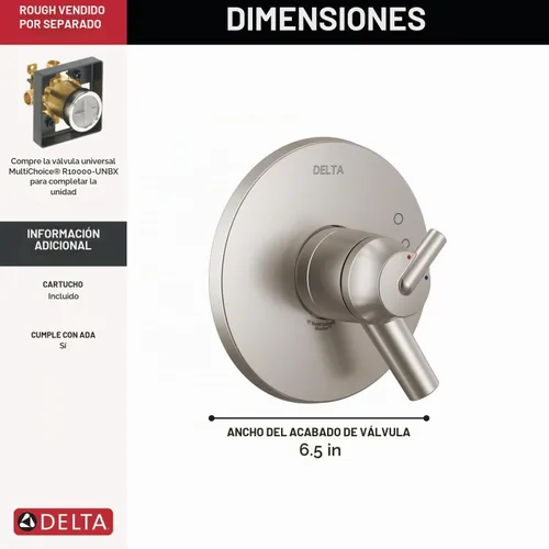 Vista 3 de Delta Faucet Trinsic Serie 17 Kit de molduras de válvula de manija de ducha de doble función, bronce champán T17059-CZ (válvula no incluida)