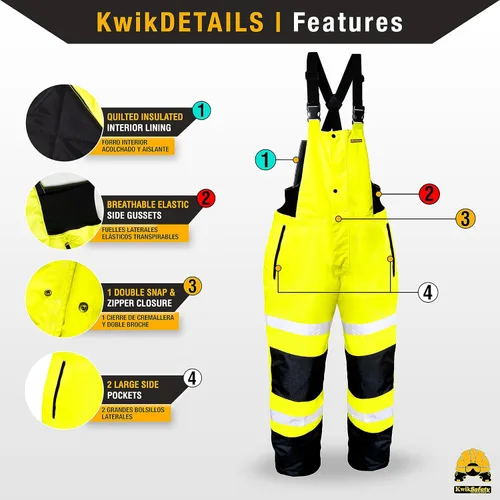 Vista 3 de KwikSafety - Charlotte, NC - Chaqueta de lluvia TORRENT de alta visibilidad y baberos de lluvia RIVER OTTER Clase 3 Cumple con ANSI OSHA