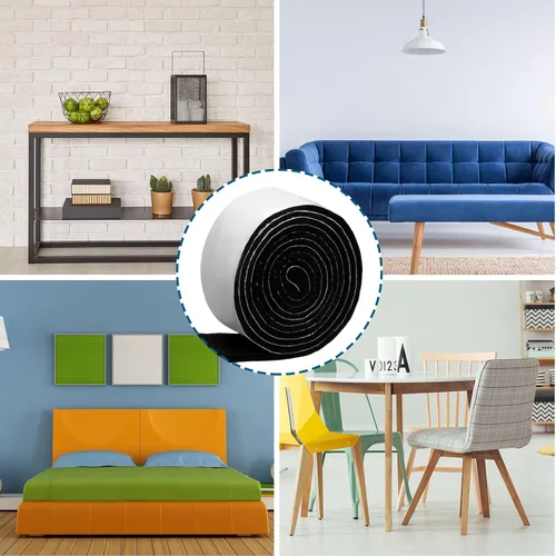 Vista 7 de Paquete de 2 almohadillas de fieltro para muebles, rollo de tira de fieltro resistente con respaldo adhesivo, cinta de fieltro para proteger suelos