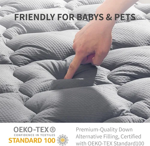 Vista 3 de Sonive Protector de colchón impermeable, protector de colchón individual con bolsillo profundo de hasta 21 pulgadas, protector de colchón ajustable