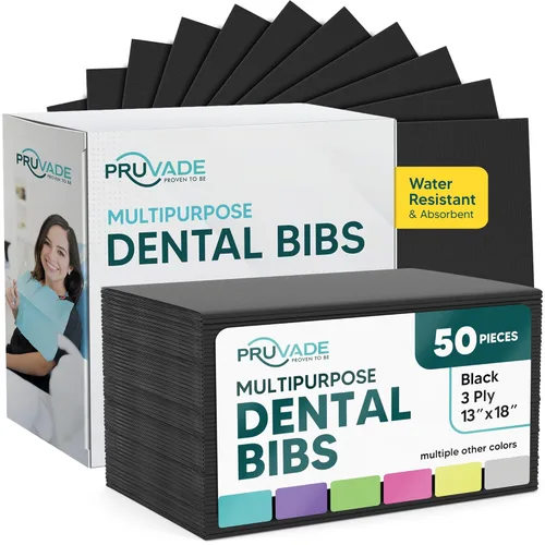 Baberos dentales – Paquete de 50 baberos desechables para adultos de 3 capas para dentista, comer, tatuar – Hojas médicas impermeables de 13 x 18