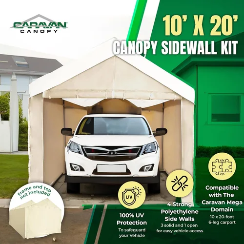 Vista 3 de Toldo para Coche Caravan Canopy para Mega Domain con Correas, Ideal para Almacenamiento en Garaje, Cubierta de Garaje Inflable, Color Café