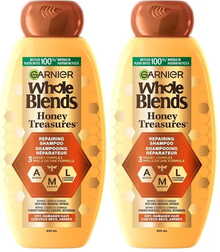Vista 15 de Garnier Whole Blends Honey Treasures Champú reparador, para cabello seco y dañado, 3 onzas líquidas (tamaño de viaje), 1 unidad