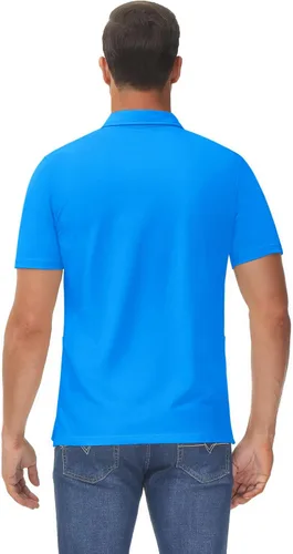 Vista 6 de TACVASEN Polo para hombre, golf, tenis, casual, al aire libre, de secado rápido, 3 botones, manga corta