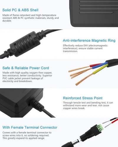 Vista 5 de ALITOVE Fuente de alimentación de 12 V, 5 A, 12 voltios, CC, 60 W, adaptador de corriente de 100 ~ 240 V CA a CC 12 V, convertidor de 5 amperios 4A