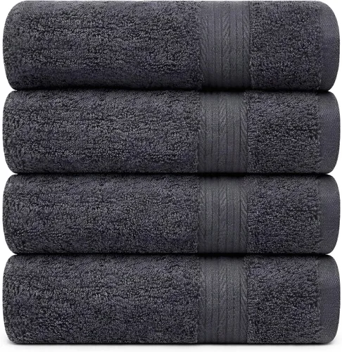 Vista 39 de Ample Decor Toallas de baño 100% algodón, 30 x 54 pulgadas, 600 GSM, toallas de baño suaves de secado rápido, 4 piezas, color beige