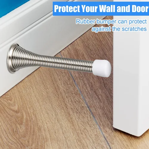 Vista 6 de Chumia Tope de puerta de resorte de 36 piezas con parachoques de goma, resorte flexible, resistente, tope de puerta de pared para el hogar, oficina